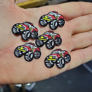 5 x Monster Truck Patch Mini Iron On Embroidered Applique