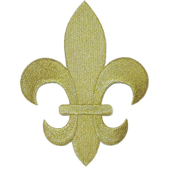 Fleur De Lys Giant Embroidered Iron On Patch Applique 5 7/8" tall