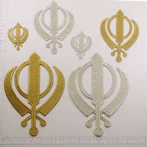 Khanda Sikh Aufbügler Gestickte Applikation *GRÖSSEN* *FARBEN* Erhältlich in 3 Größen
