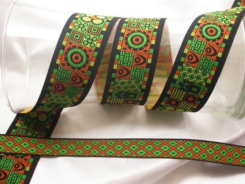 Adinkra Jacquard Ribbon: African Inspired Polyester Trim (1 1/2