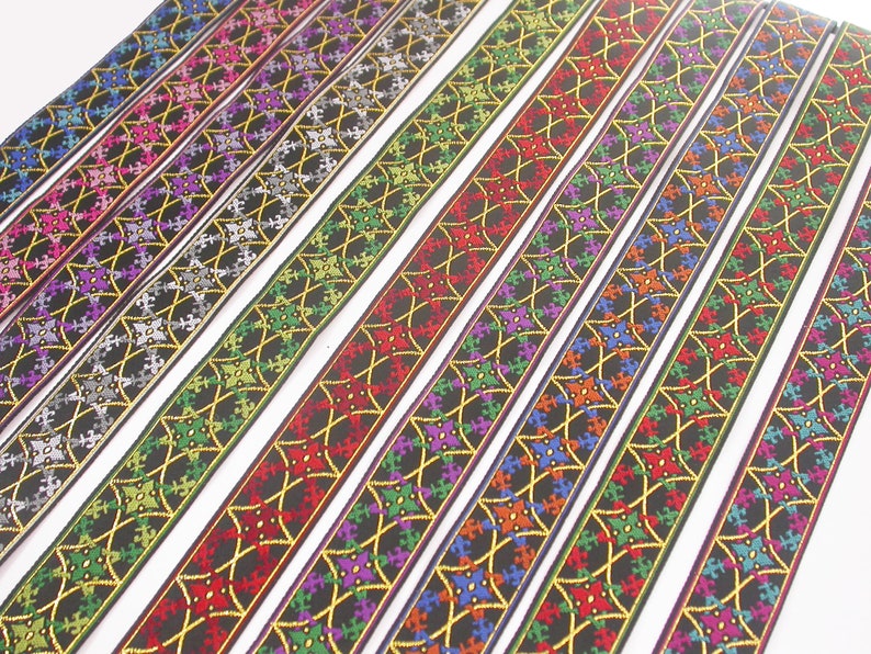 Fancy Mardi Gras Metallic 3 yards choice of 10 colors 1 Fleur De Lys Jacquard Ribbon 25mm