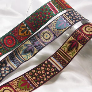 Jacquardborte 1 1/4"(31.75mm) Moderne Blätter & Natur Blöcke *Farben* 100% Polyester Verkauf lose Ware