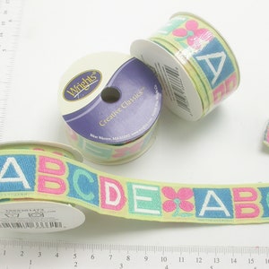 ABCD 1 &quot;(25 mm) fita jacquard tecida 3 x 4 pés rolos borda decorativa do berçário do bebê