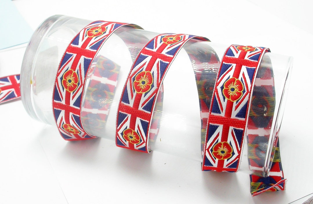 UK Poppy Jacquard Ribbon 1