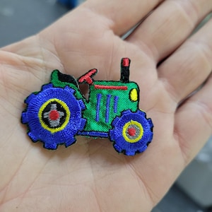 Tractor Patch Iron On, Embroidered Applique (1 7/8" x 1 1/2")