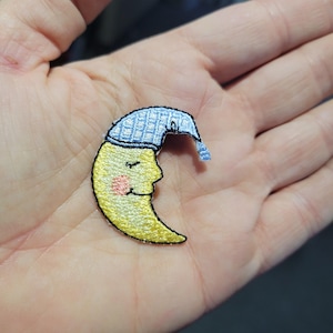 Man in the Moon Applique Sleeping with night cap  Iron On Patch Embroidered