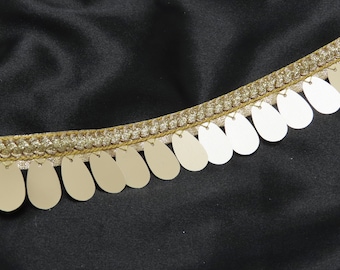 Copper Oval Sequin Trim - 35mm Dancewear Border - per meter