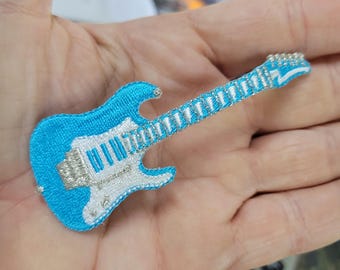 Turquoise patch voor elektrische gitaar, geborduurde opstrijkappliqué