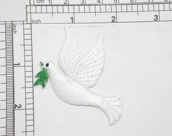 White Dove Flying Iron On Patch Applique