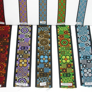 Afrikanisches Inspiriertes Jacquardband 38MM (38MM) Adinkra Auswahl von 5 Farben Polyester 3 Meter