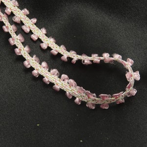 Federrand Borte 10mm Pink, Weiß & Gold 6 Meter