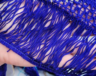 Fringe 4" Drop Fancy Tied Chainette Purple Priced Per Yard