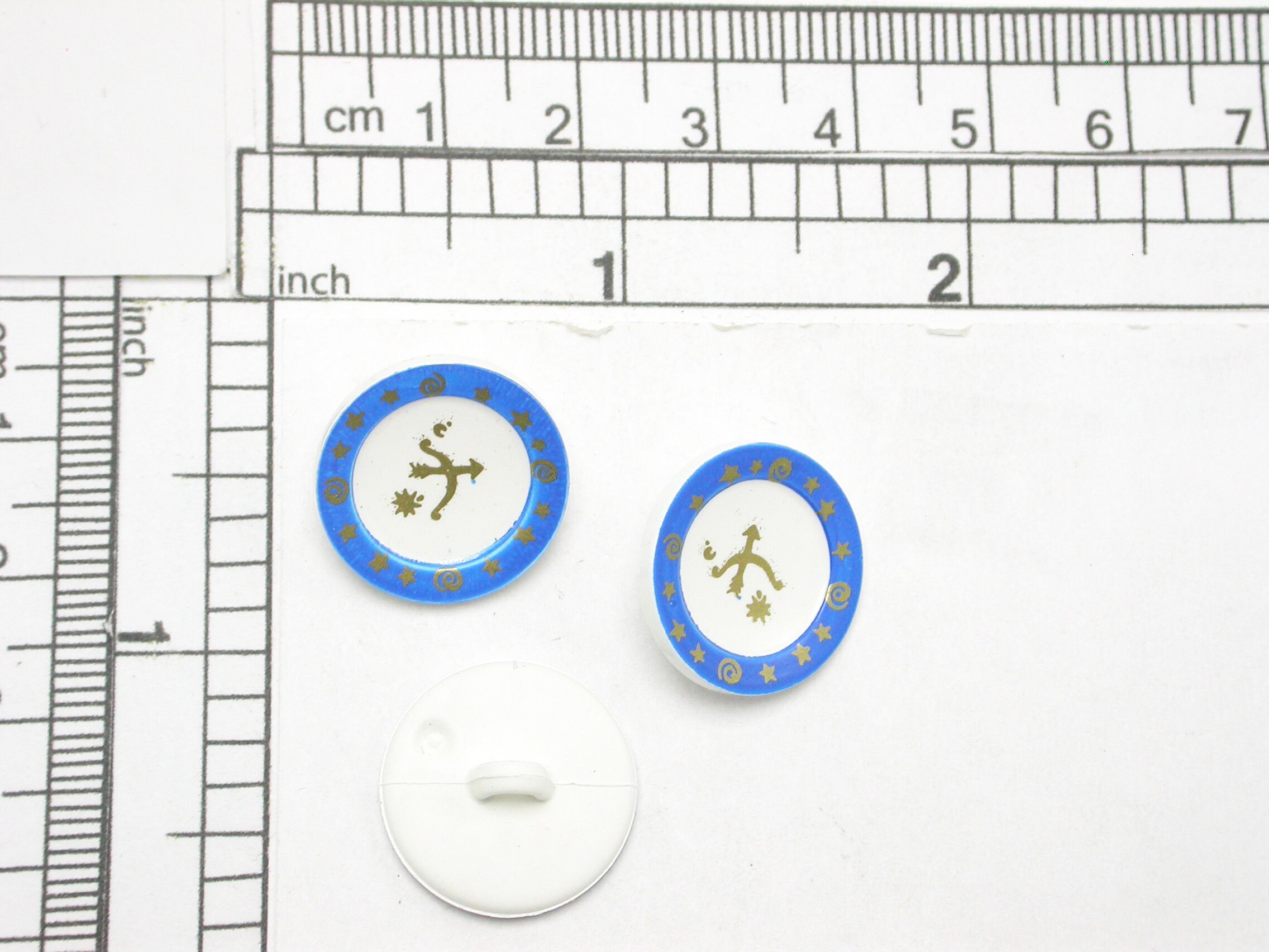 4 X Cupids Bow Buttons 18mm Plastic Shank Blue & White - Etsy