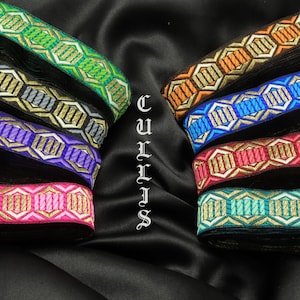 Jacquard Ribbon Metallic 1&quot; 25mm Cullis Per Yard