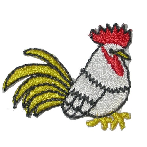 Rooster Patch Cockerell Iron on Embroidered Applique - Etsy