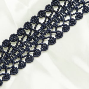 Trança extravagante 1 5/8" (41,27 mm) rayon azul escuro com preço por jarda