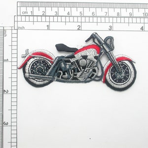 Motorcycle Red/Black Patch Embroidered Iron On Applique