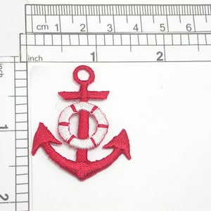 2 x Anchor Red Red Embroidered Iron On Patch Applique Measure 1.75&quot; high x 1 3/8&quot; wide