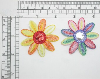 Patch Ecusson Thermocollant Fleur Rose coloris violet 4 x 5 cm