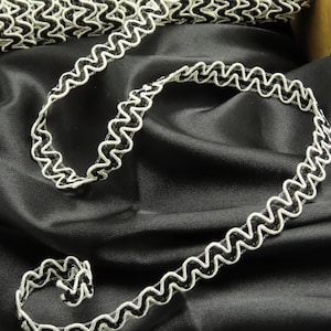Braid 9/16&quot; 14mm Zig Zag Black & White per Yard Sewing Trim
