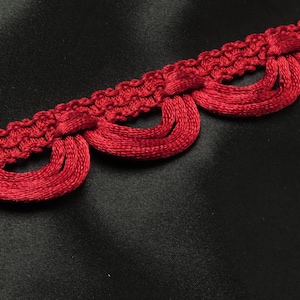 Red Looped Fringe 1 1/2" 38mm Braided Header Upholstery Trim Lampwork,  Curtains & Home Decor Per Yard