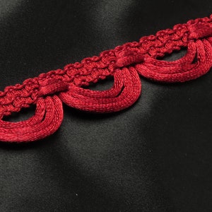 Red Looped Fringe 1 1/2&quot; 38mm Braided Header Upholstery Trim Lampwork,  Curtains & Home Decor Per Yard