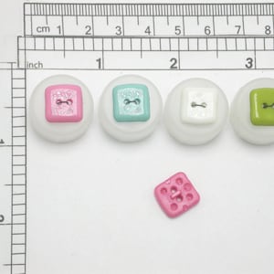 4 x Square Tutti Frutti  Button 15mm 2 hole Washable and Dry Cleanable