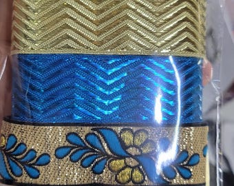 Jacquard Ribbon Remnant Pack Turquoise Shades 6 x 1 Yard Lengths