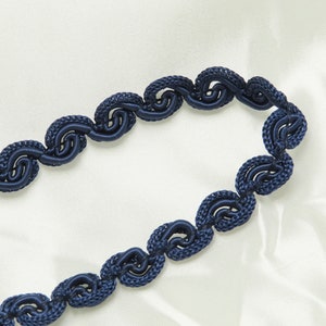 Trança extravagante em redemoinho 7/16" 12 mm de largura Azul escuro 3 jardas