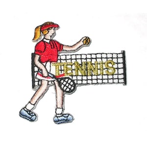 Tennis Player Service Net Iron On Patch Applique