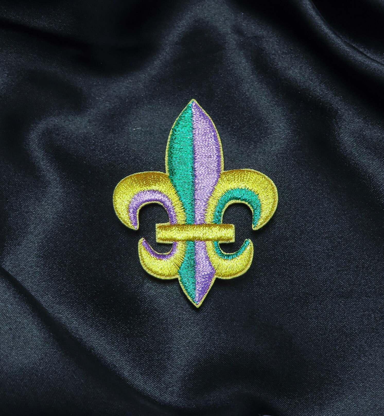 MARDI GRAS - Green/purple/Gold - Iron on Applique/Embroidered