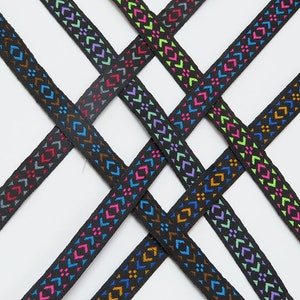 Jacquardband 3/8" Mini Aztec Diamant pro 9 Meter Rolle - Webband Jacquardband