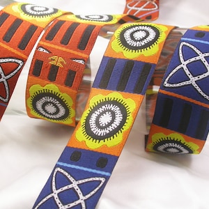 Jacquard Ribbon 1 7/16" (36.5mm) Flowers & Shapes Modern  various Remnant Lengths