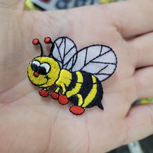 Bumble Bee Patch Iron on Embroidered Applique 1 3/4" x 1 1/2"