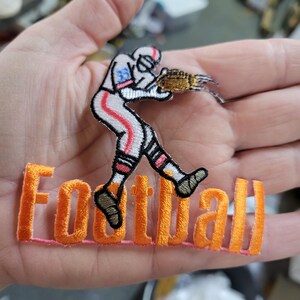 Embroidered Football Receiver Iron On Patch (3 3/8 x 3")