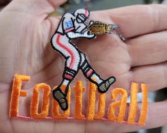 Embroidered Football Receiver Iron On Patch (3 3/8 x 3")
