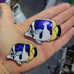Emperor Angel Sequin Holographic Fish Iron On Patch Applique  Small or Large Sizes