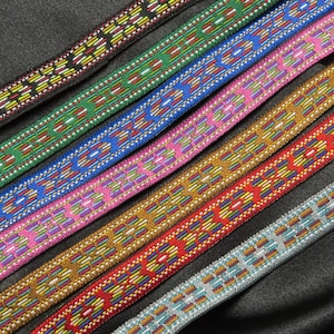 Fita jacquard 7/16" trança sudoeste por 9 metros - acabamento de costura com borda estreita tecida