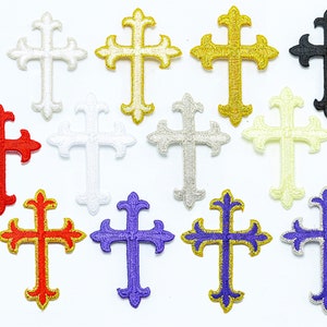 5 croix thermocollantes - appliqué brodé latin 2" x 1 3/8" (51 mm x 35 mm)