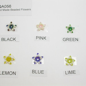 Sew on Glass Seed Bead Flower 10 Pack- Hand Made - 5/8&quot; (16mm)