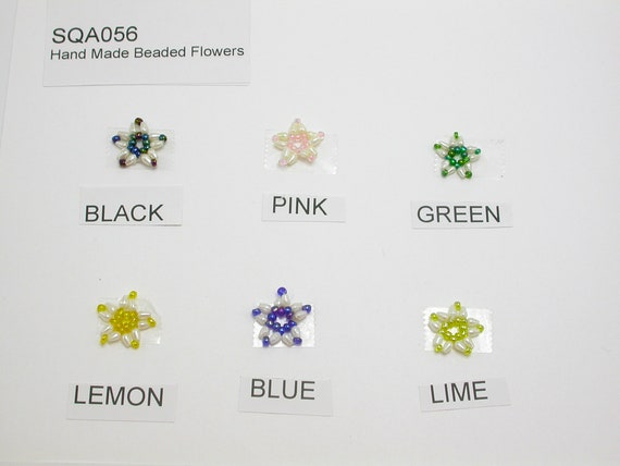 Polyester Satin Ribbon Beaded Flowers 1 1/4 10 Pack *Colors* - Patchwork  Panda Trims