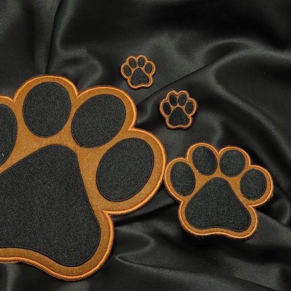 Paw Print Iron On Patch Applique - Puppy Paw Prints Thick felt 3 sizes to choose from Brown