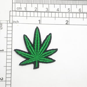 Embroidered Marijuana Leaf Patch - Iron On Applique (1.5" x 1.5")