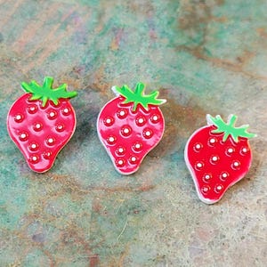 3 x Strawberry Metal JHB Shank Buttons 17mm