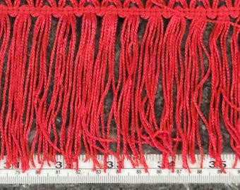 Fringe 4 7/8" Drop Fancy Tied Chainette Red Priced Per Yard