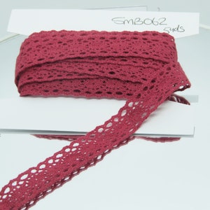 Cranberry 5/8&quot; Cotton Cluny Lace trim  crochet sewing crafts bobbin machine 5 Yards