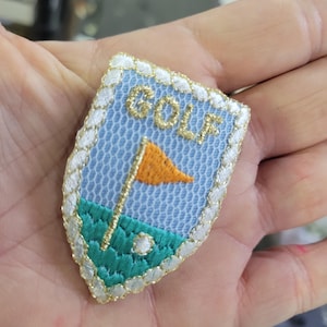 Applicazione termoadesiva con stemma da golf: distintivo ricamato