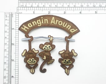 Monkeys Hanging Around Embroidered Iron On Patch