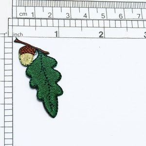Oak Leaf with Acorn Iron On Applique  Fully Embroidered  Measures 2&quot; long x 3/4&quot; wide