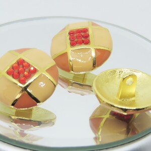 Designer Metal Color filled Button 21.4mm size 38 color Melon rhinestone detailing
